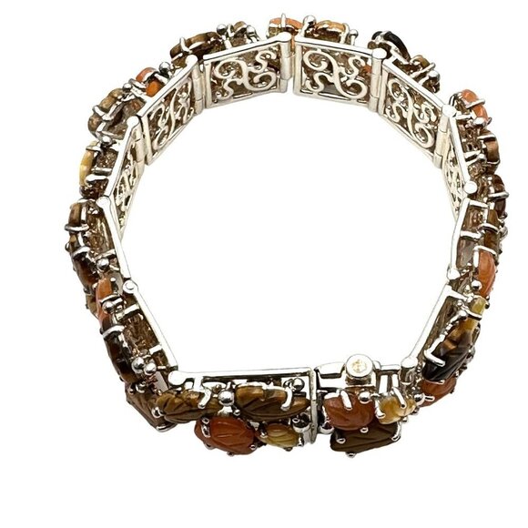 Whitney Kelly Womens Bracelet Sterling Silver Tiger Eye Jasper Fall Leaves - Picture 6 of 9
